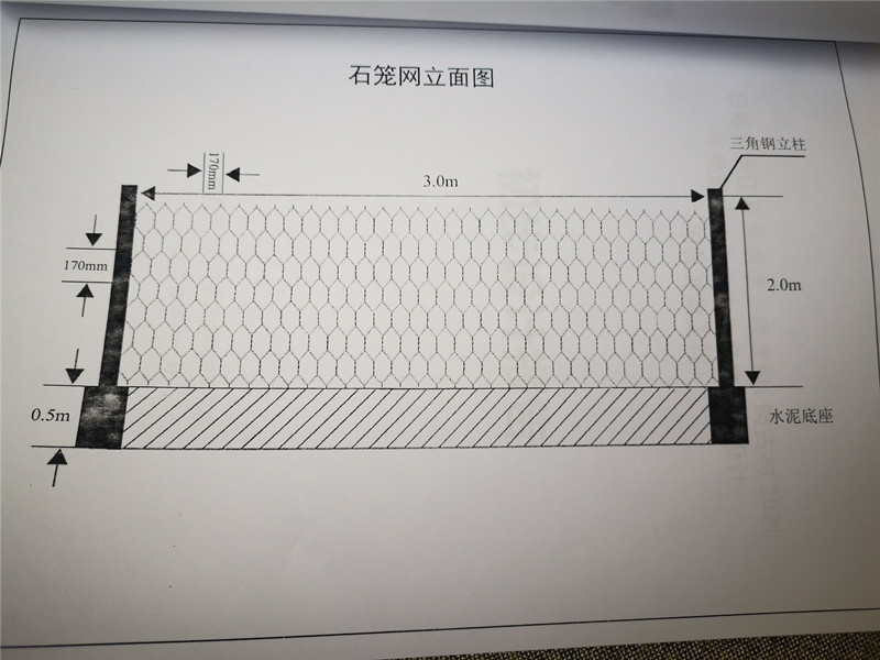 石笼网三角钢立柱围栏立面图